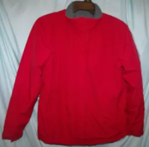 Lands' End Solid Red Mock Neck Long Sleeve Fleece Lined Windbreaker Jacket Sze M - Picture 1 of 7