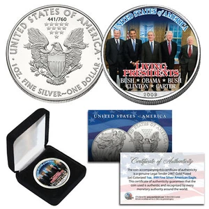 LIVING PRESIDENTS 2009 American Silver Eagle Coin 1 oz BUSH CLINTON Jimmy CARTER - Picture 1 of 1