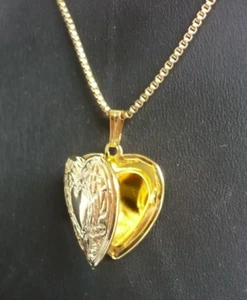 hübsche Herz Amulett Collier PanzerKette 46 cm ModeSchmuck gold NEU - Bild 1 von 4