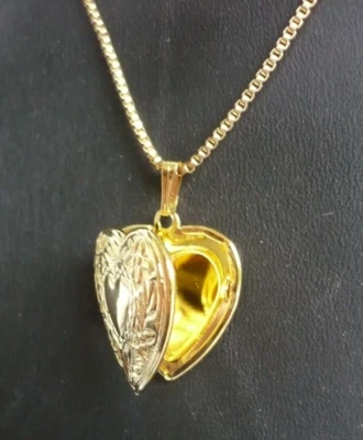 hübsche Herz Amulett Collier PanzerKette 46 cm ModeSchmuck gold NEU - Bild 1 von 4