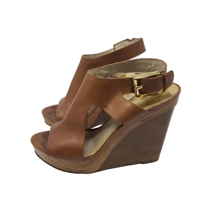 Sandalias Michael Kors Josephine de cuero tostado con tacón de cuña talla 8,5 M Foto 1 de 4