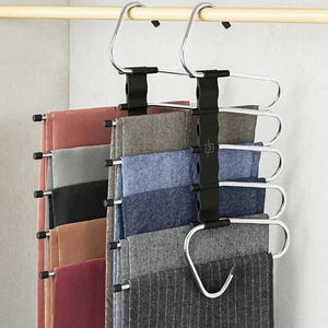 MORALVE Pants Hangers Space Saving - 2 Pack - Non-Slip Multi-Layer Multifunction - Picture 1 of 2