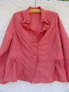 Chico's 3 Dress Jacket Misses XL Nylon Blend Coral Color Texture Fabric MINT - Picture 1 of 5