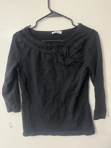 New York & Company Shirt Women's Size Medium Black Stretch 3/4 Sleeve Top - Picture 1 of 5