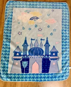 Solaron Heavy Mink Plush Blue Blanket Castle Princess Stars 43 x 52 - Picture 1 of 7