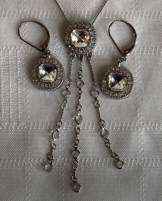 "Collar Lia Sophia Bella Donna 15-18"" Tono Plata Raro Conjunto Circonita ¡Guau! Foto 1 de 4