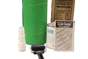 Commercial Inflatable Repair Kit 8 Marble Patches Vinyl Glue Needle Thread Set - Picture 1 of 7