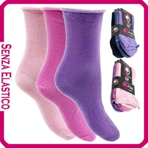 3 Paia Calze Corte da Donna SENZA ELASTICO in Caldo Cotone Calzini Laser Morbidi - Foto 1 di 4