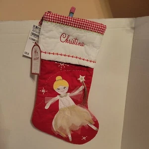 NWT Pottery Barn Kids Blond Angel Red Quilted Christmas Stocking Mono Christina - Picture 1 of 6