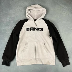 Boys Vintage Y2K AND 1 Sherpa Lined Full zip Hooded Jacket Streetwear Basketball - Picture 1 of 9