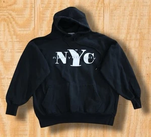 Vintage Y2K NEW YORK CITY NYC Large Black Street Wear Souvenir Tourist Hoodie - Picture 1 of 12