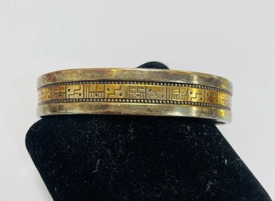 Carolyn Pollack 14k RMT Sterling Marked Cuff Bracelet Navajo Stamped - Image 1 of 4