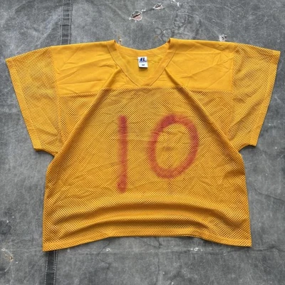 Camiseta deportiva de fútbol vintage de malla Russell Grunge con pintura en aerosol Y2K Foto 1 de 4