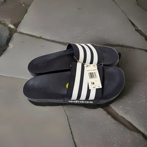 Adidas Adilette Slide Zapatos para Hombre Talla 18 Azul Marino/Blanco Nuevos con Etiquetas - Imagen 1 de 6