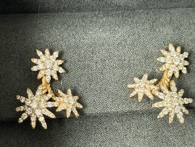 DAVID YURMAN STARBUST КЛАСТЕР КАПЛИ СЕРЬГИ 18K ЖЕЛТОЕ ЗОЛОТО С ПАВЕ БРИЛЛИАНТЫ Б/У В ОТЛИЧНОМ СОСТОЯНИИ! - Изображение 1 из 4