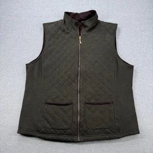 Lauren Ralph Lauren Quilted Reversible Vest Womens L Olive Green Brown Preppy - Picture 1 of 12