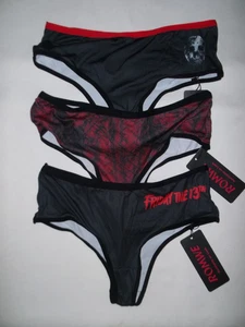 Romwe x Friday the 13 confezione 3 mutandine sfacciate S M nere nuove con etichette anni 80 retrowave goth - Foto 1 di 2