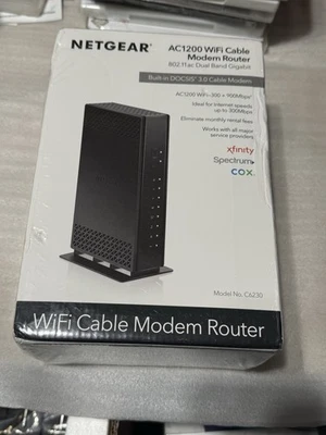 NETGEAR AC1200 WiFi Cable Modem Router (C6230) – Dual Band Gigabit – New Sealed - Image 1 of 4