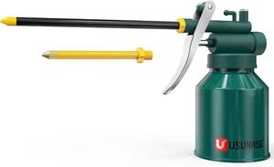 Oil Can Pump Oiler Can-8Oz. Green Metal Can Bottle with Flexible and Straight Sp - Picture 1 of 12