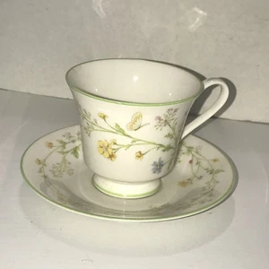 Noritake Ivory China Reverie Cup & Saucer Wildflowers Green Trim Multi Available - Picture 1 of 7