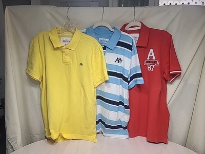 批量 3 = AEROPOSTALE 男式 Aero 1987 标志高尔夫 Polo T 恤 3 按钮 XL -AERO — 第 1/4 张图片
