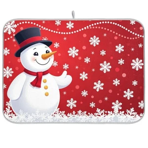 Christmas Snowflakes Snowman Dish Drying Mat 16 X 18 Inch Xmas Snowmen Winter... - Picture 1 of 8