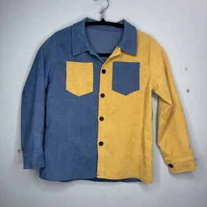 9Y Cord Langarm Button Down Arbeitshemd Patchwork Bluse Freizeit Tops - Bild 1 von 6