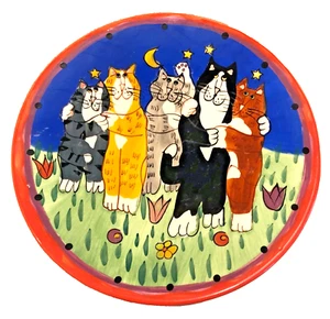 Catzilla 8" Plate Candice Reiter Designs 2001 Hugging Cats     TR - Picture 1 of 5