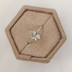 14K Yellow Gold Pear Cut 1.15 Ct IGI GIA Lab Created Diamond Engagement Ring - Picture 1 of 7