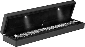 Noble Negro Luz LED Pulsera Única Caja de Joyería De Lujo para Compromiso, Propuesta - Imagen 1 de 4