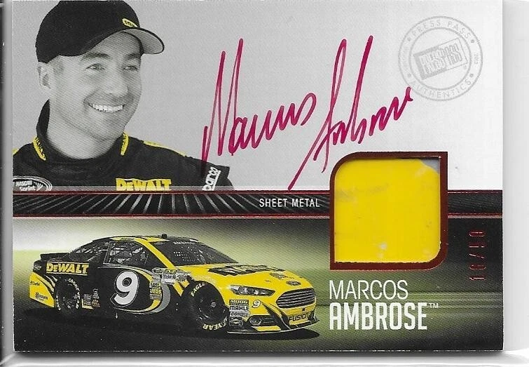 Marcos Ambrose 2013 Press Pass Redline Sheet Metal Autograph Auto 16/50 - Image 1 of 1