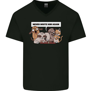 Sloth Board Games Funny Mens V-Neck Cotton T-Shirt