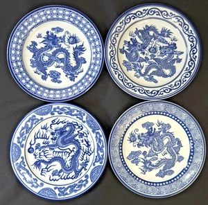 Lote de 4 - Bombay ASIAN GARDEN Plato Ensalada Azul\Blanco Porcelana Dragón - COMO NUEVO - Imagen 1 de 2