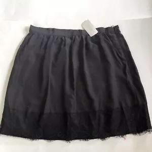 Gonna corta Forever 21 tinta unita nera orlo pizzo linea A taglia L nuova estiva - Foto 1 di 5