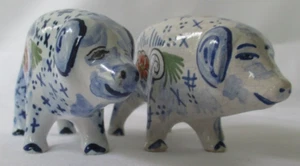 VINTAGE PAIR FRENCH POTTERY PIG FIGURINES - Picture 1 of 10