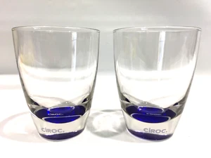 2 Ciroc Vodka Glasses Pair of Clear Blue Base Italy - Picture 1 of 7