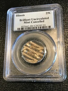 PCGS BRILLIANT UNCIRCULATED MINT CANCELLED WAFFLED 2003 ILLINOIS QUARTER-FEB175 - Picture 1 of 4