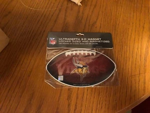 MINNESOTA VIKINGS ---3-D MAGNET -FOOTBALL SHAPED 6" X 3 1/2" - Picture 1 of 1