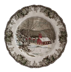 Johnson Bros The Friendly Village - The School House Dinner plates 10 " set of 2 - Picture 1 of 7