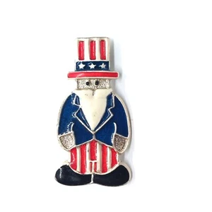 Broche Pin Tío Sam Rojo Blanco Azul Sombrero Traje Patriótico EE. UU. Disfraz Esmalte De Colección - Imagen 1 de 3