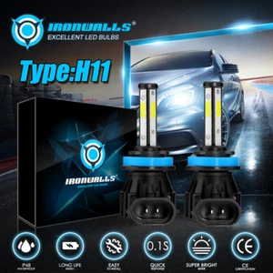 Kit de faros LED H8 H9 H11 de 4 lados bombilla de haz bajo bombillas súper brillantes 6000K 2800W - Imagen 1 de 12