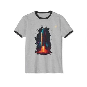 Vintage 1980s Style Space Shutter Unisex Cotton Ringer T-Shirt - Bild 1 von 5