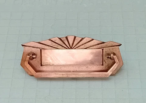 Original 1930's Art Deco Sunburst Design Letterbox Door knocker Copper On Brass Cover