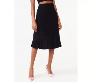 Scoop Women's Stripe Knit Midi Skirt, Size XS 0-2 Black - Picture 1 of 6