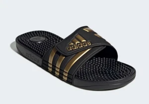 Sandalia Adidas Unisex Adulto Adissage Slides, Negra/Dorada/Negro, 12 US NUEVA - Imagen 1 de 3