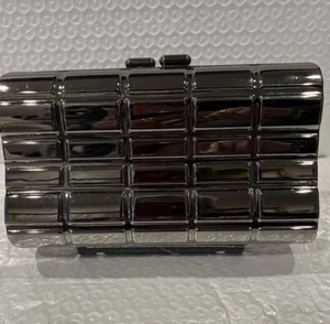 Pewter Color Metal Clutch / Cross Body Evening Bag 6.5x 3.75x 1.25” -22” Drop - Picture 1 of 11