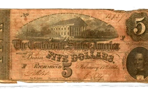 $5 "CONFEDERATE" (RARE) "1800'S" $5 RARE "BLUEBACK" 1800'S (NICE NOTE) - Picture 1 of 3