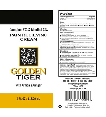 Golden Tiger Natural Pain Relieving Cream - Image 1 of 4