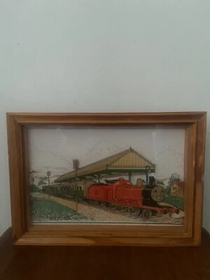 1984 Thomas the Tank Engine & Friends JAMES 3D Painting Framed Kaye & Ward Vtg - Image 1 of 4