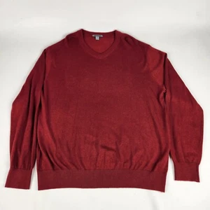 Johnston Murphy Mens V-Neck Pullover Sweater Burgundy Red Silk Angora Blend XL - Picture 1 of 4